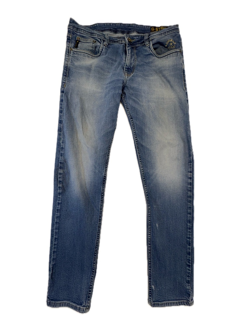 G-Star RAW 3301 Slim Straight Stretch Jeans Men's Tag 34 (Measures 34x30) Blue